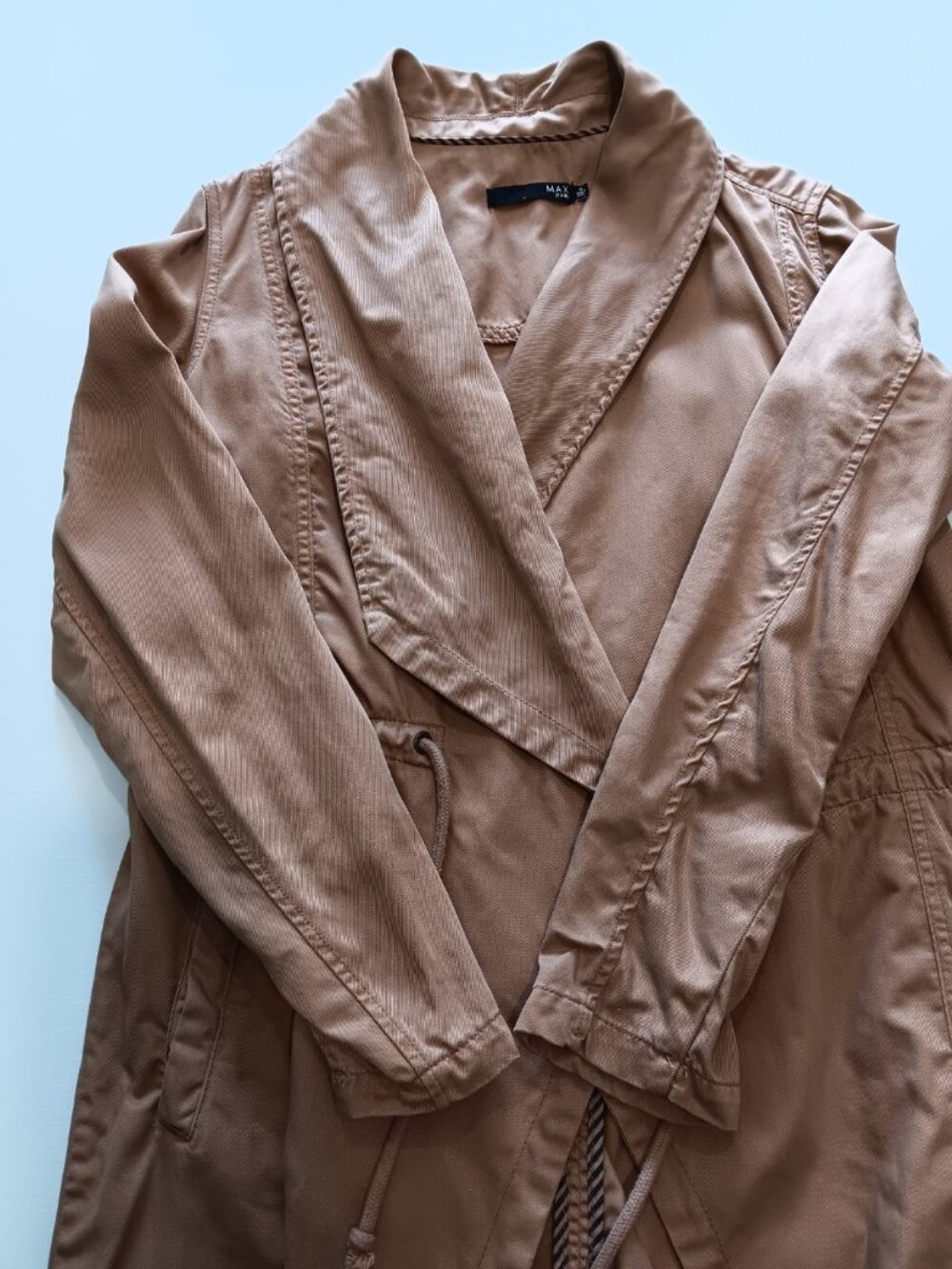 Max Jeans Trench Coat Duster Tencel Brown Jacket Boho-Utility Minimalist Earthy - Picture 7 of 9